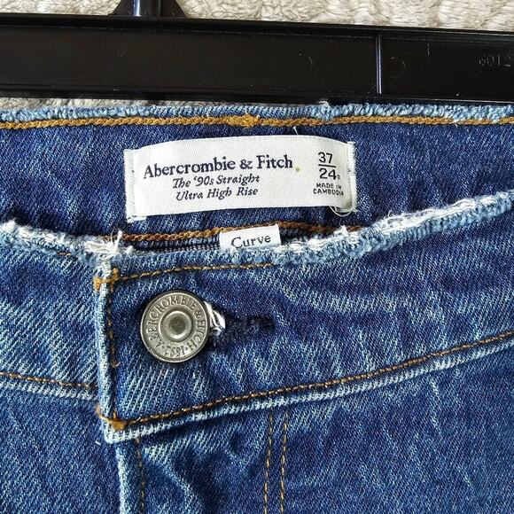 Abercrombie & Fitch Curve Love 90s Straight Jeans Womens 24 37" Ultra High Rise - Picture 8 of 9